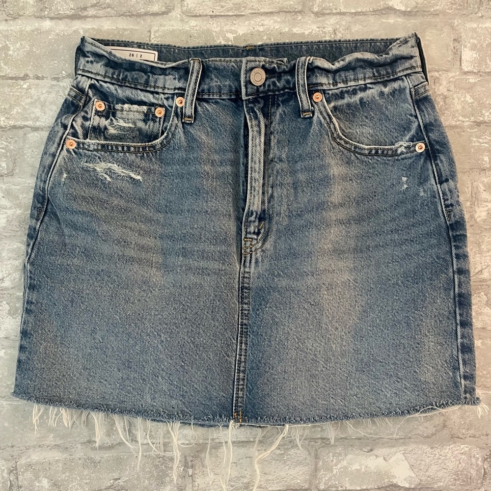 Fringed denim mini from the Gap. Yes you can wear a miniskirt!